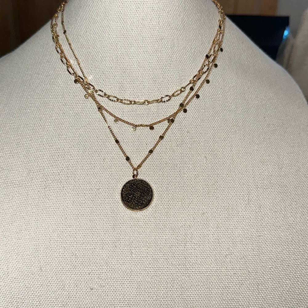 Necklace with upcycled Louis Vuitton monogram charm